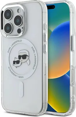 Immagine prodotto di Custodia posteriore per iPhone 16 Pro Max Karl Lagerfeld - Metallo Magsafe IML - Bianco