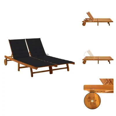 Immagine prodotto di vidaXL Lettino per 2 persone con cuscini in legno massiccio di acacia - Lettini prendisole