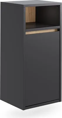 Image de Armoire de salle de bain Vicco Viola Gris/Artisan 38x80cm avec panier à linge, Model 54884