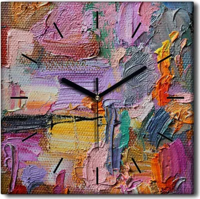 Produktbild von Coloray Uhr auf Leinwand 30x30 cm Wand Uhr Dekoration Wohnzimmer Segeltuch schwarze Hände -Kunst Abstraktion Kunst.
