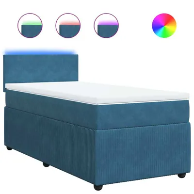 Produktbild von Boxspringbett mit Matratze Blau 80x200 cm Samt