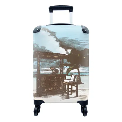 Produktbild von MuchoWow® Koffer Handgepäck Trolley Rollkoffer Kleine Reisekoffer mit 4 Rollen - Strand - Hütte - Palme - Cabin Size < 55x40x23 cm & 55x40x20 cm - Fotokoffer - Kabinenkoffer - Boardgepäck - Reise-Box - Reisekoffer - Reisegepäck - Koffer mit Bild - Trolley für Kinder