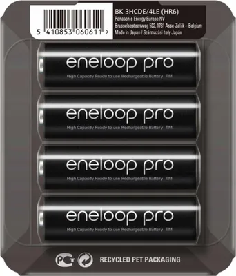Produktbild von Panasonic eneloop pro, Wiederaufladbarer Akku, AA, 4 Stück(e), 2500 mAh, Schwarz