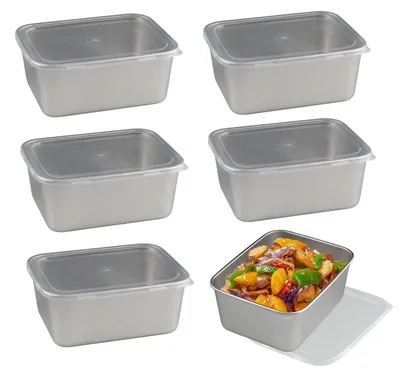 Productafbeelding van Omgoods - Set van 6 RVS Voedselopslagdozen met Deksel