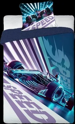 A bedding set with a Formula 1 car design.