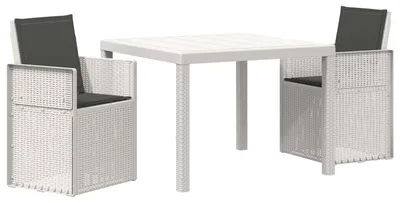 Image de Ensemble de salon de jardin vidaXL avec coussins, 3 pièces, blanc et anthracite, PP