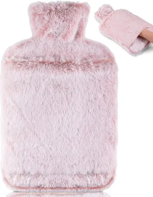 Produktbild von Wärmflasche mit Weichem Bezug –Auslaufsicher 2L Groß Wärmflaschen mit Känguru-Tasche,Naturkautschuk +Bettflasche Flauschig,Geschenke für Männer Frauen