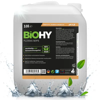 Immagine prodotto di BiOHY, sapone liquido + erogatore, sapone liquido, sapone per le mani, sapone liquido, detergente mani, 10 litri