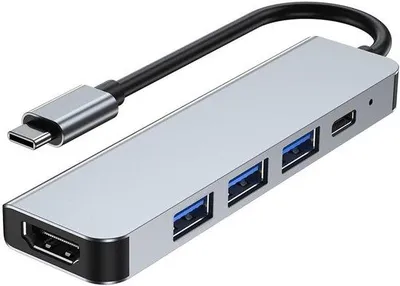 Image de Adaptateur USB-C vers HDMI, 5-en-1, HDMI 4K, 3 ports USB 3.0, USB-C PD, pour remplacer un MacBook