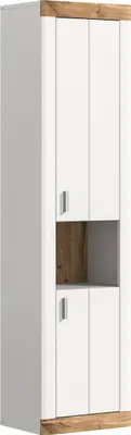 Produktbild von Hängeschrank "Laredo" in weiß/weiß matt mit 2 Türen und 5 Fächern. Abmessungen (BxHxT) 45x172x30 cm