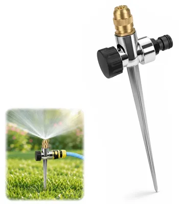 Productafbeelding van Tuinsprinkler 360 graden - Automatische cirkelvormige sproeier - Irrigatiesysteem - Stevige metalen spiraal - Verstelbaar - Efficiënte waterverdeling - Sprinkler