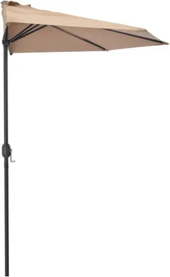 Produktbild von Outdoor Sonnenschirm Gartenschirm Halbrund Ampelschirm mit Aluminiummast Stahlrippen 300 x 150 x 253 cm (L x B x H) Taupe für Terrasse Strand