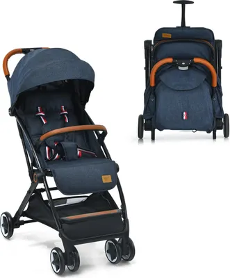 Produktbild von Kinderbuggy Klappbar mit Liegefunktion, Kinderwagen für Baby 0-3 Jahre bis 15kg, Ein-Hand-Faltbar Buggy mit 5-Punkt-Sicherheitsgurt & Aufbewahrungskorb & Bremse (Blau)