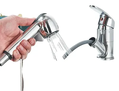 Imagen del producto de Grifo de cocina, cromado, mezclador para agua caliente y fría, acabado en cromo