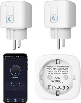 Immagine prodotto di Presa WiFi intelligente con timer e programmazione - compatibile con Apple HomeKit, Siri, Alexa, Google Assistant - Controllo vocale e tramite app - Monitoraggio del consumo energetico - Confezione da 2 pezzi