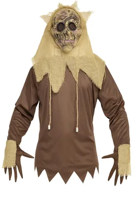 Produktbild von Gruseliges Vogelscheuchen Kostüm mit Maske, Oberteil & Handschuhen, Größe:152/158