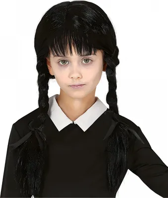 Produktbild von Dark Girl Kinder Perücke mit Pony als morbide Halloween Frisur