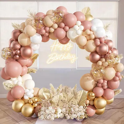 Produktbild von Ballongirlande Rosa Gold 131 Stück mit Roségold und Weißen Luftballons für Geburtstage, Hochzeiten, Babypartys