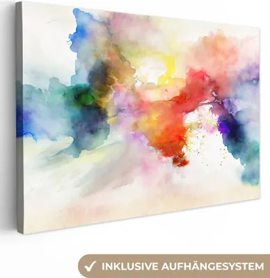 Obrázek produktu pro OneMillionCanvasses® - Obrazy na plátně - Akvarel - Duha - Abstraktní - Umění - Barvy, Nástěnné umění, Nástěnné dekorace Obývací pokoj, 120x80cm
