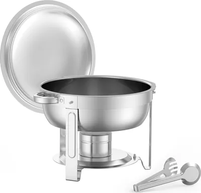 Produktbild von SucceBuy 5 Qt 4er-Pack rundes Chafing Dish Buffet-Set – Pfanne in voller Größe, Edelstahl