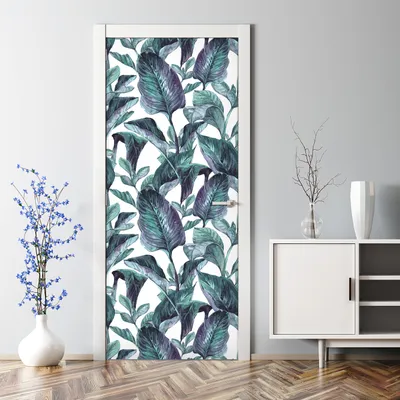 Produktbild von Dekorative Türaufkleber selbstklebend Klebefolie Türtapete Türfolie Exotische Blätter 77 x 200 cm