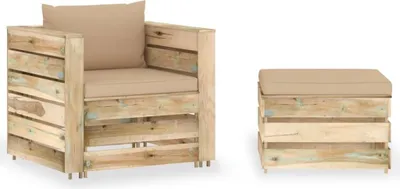 Produktbild von Maison Exclusive - 2-tlg. Garten-Lounge-Set mit Kissen Grün Imprägniertes Holz