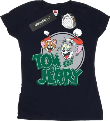 Produktbild von Tom And Jerry - "Christmas Greetings" T-Shirt für Damen BI43639 (XXL) (Marineblau)