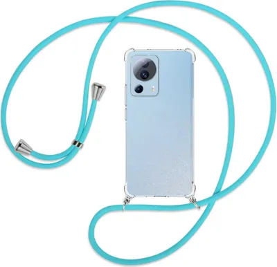 Produktbild von Handykette Backcover-Schutzhülle mit Band (Metall silberfarben) für Xiaomi Civi 2, Xiaomi 12 Lite NE - türkis