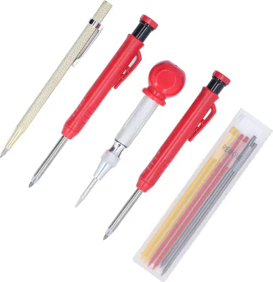 Image de 10Pcs Scriber Marking Kit Carpenter Pencils Kits with Mechanical Carpenter Pencil 3 Color Marker Refills
