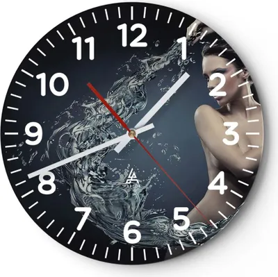 Produktbild von Wanduhr - Rund - Glasuhr - Weiblich modell posieren schön - 40x40cm - Schleichendes Uhrwerk - Lautlos - zum Aufhängen bereit - Dekoration Modern - Wanddekoration aus Glas - C4AR40x40-2577