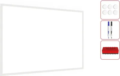 Immagine prodotto di Lavagna Magnetica Cancellabile a Secco Bianca con Cornice Bianco in Legno 90x60cm