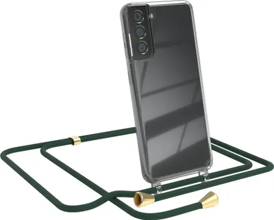 Produktbild von EAZY CASE Handykette kompatibel mit Samsung Galaxy S21 5G, Handyhülle mit Umhängeband, Handykordel, Schutzhülle Clear, Band in Grün
