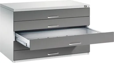 Produktbild von CP 7100 Planschrank lichtgrau, vulkangrau 5 Schubladen 110,0 x 76,5 x 76,0 cm
