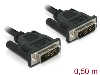 Productafbeelding van DELOCK DVI-kabel, 24+1 pin, 0,5 meter, mannelijk/mannelijk, DVI-D, DVI-D