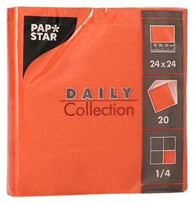 Zdjęcie produktu dla 400 serwetek Papstar DAILY Collection 1/4 fałdy 24 cm x 24 cm nektarynka 89591