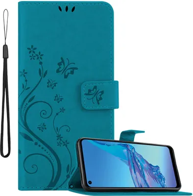 Immagine prodotto di Cadorabo cover per Oppo A53s in BLU FLOREALE Cover protettiva con design floreale con chiusura magnetica, funzione stand e slot per carte di credito Flip Case Flower Cover Etui Handy Klapp Hülle Book Tasche