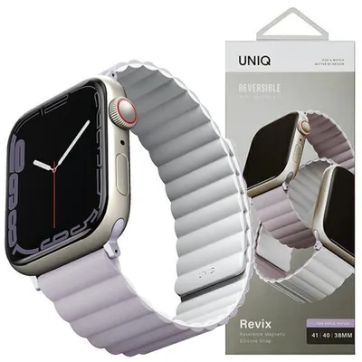 Zdjęcie produktu dla Uniq Pasek Revix Apple Watch Series 4/5/6/7/8/Se/Se2 38/40/41Mm. Reversible Magnetic Lilak-Biały/Lilac-White