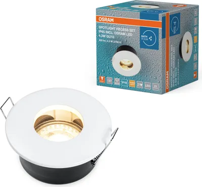 Immagine prodotto di OSRAM 4099854444586 Plafoniera da incasso con lampada GU10 inclusa e IP65 4,30 W 280 lm