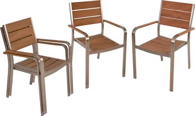 Produktbild von Gartenstuhl 4er Set ALFRED - Kunststoff, Braun | Stapelstuhl Wetterfest Gartenstühle Outdoor Essstühle