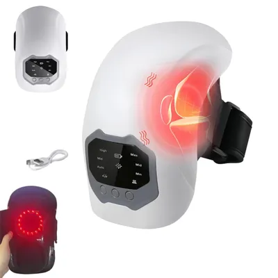 Produktbild von Knie-Massagegerät beheizbares,Kniemassagegerät mit Rotlichttherapie,3 Heizstufen,mit Wärme & Rotlicht,2400mAh Akku,LED-Touchscreen,für Gelenkschmerzen