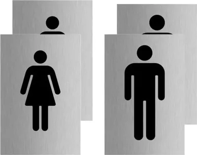 Produktbild von Toilettenaufkleber - Set von 4 Aufklebern - Männer- und Frauensymbole - Selbstklebendes Vinyl - Für Toilette - Dekoration - 10 cm x 15 cm