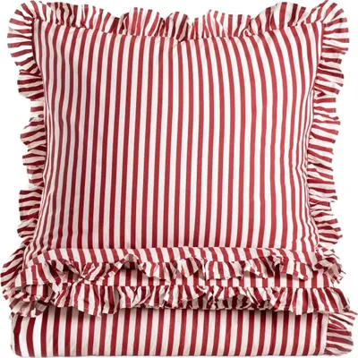 Zdjęcie produktu dla HOMLA Pościel TRUDY bawełniana w paski z falbanką 160x200 + 2*70x80 cm