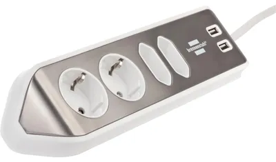 Obrázok produktu pre Brennenstuhl 1153590420, 2 m, Vnútorný, IP20, Strieborná, Biela, 4 AC zásuvky/AC zásuviek, 100 mm