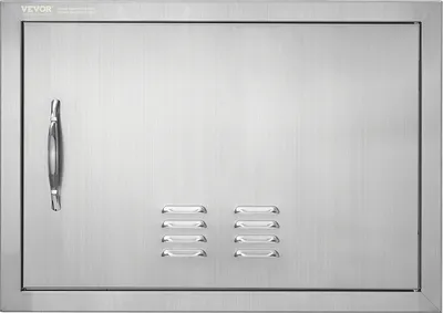 Produktbild von VEVOR Grill-Zugangstür, 610 x 432 mm, einzelne Außenküchentür, flächenbündig montierte Edelstahltür, vertikale Wandtür mit Griff und Lüftungsschlitzen, für Grillinsel, Grillstation, Außenschrank
