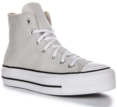 Produktbild von Converse All Star Lift Hi A08287C in Grau Weiß für Damen – 4.5 UK - 37 EU - 6.5 US / Grey White