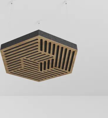 Produktbild von 2-Stück Akustik Deckenpaneele «HEXAGON-C» mit Montageset | Absorption - Diffusion - Reflexion - Schalldämmung - Isolierung | Acoustic Cloud Panel | 50x50x3cm | Farbe: Eiche