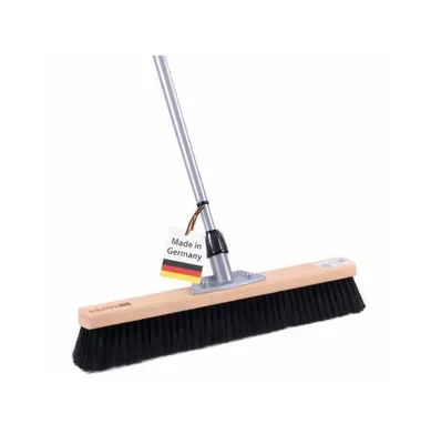 Produktbild von Hochwertiger Saalbesen 60cm Breit schwarze weiche Kunsthaar Borsten mit Teleskopstiel verstellbar ausziehbar Besen mit Stiel für Innen