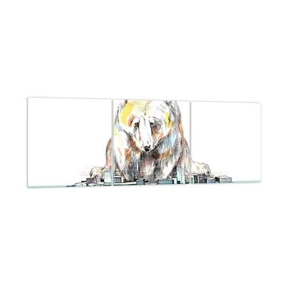 Produktbild von Bilder auf glas - Bär Spielzeug Spiel Illustration - 120x40cm - Glasbilder - Wandbilder - Kunstdruck - zum Aufhängen bereit - Wanddekoration aus Glas - Glas Bilder - Wandbild auf Glas - GCA120x40-2987