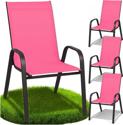 Produktbild von Metall-Gartenstühle für Terrasse, Balkon, Garten, Set, rosa, stabil x4