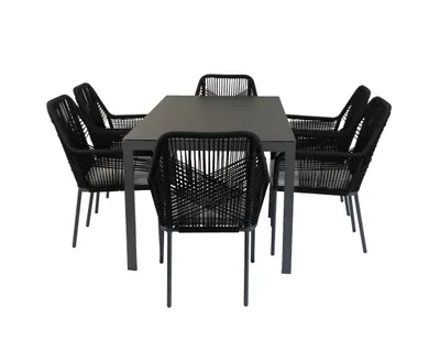 Produktbild von greemotion Gartenmöbel-Set Valletta mit Tisch und Stapelstühlen Aluminium 7-teilig